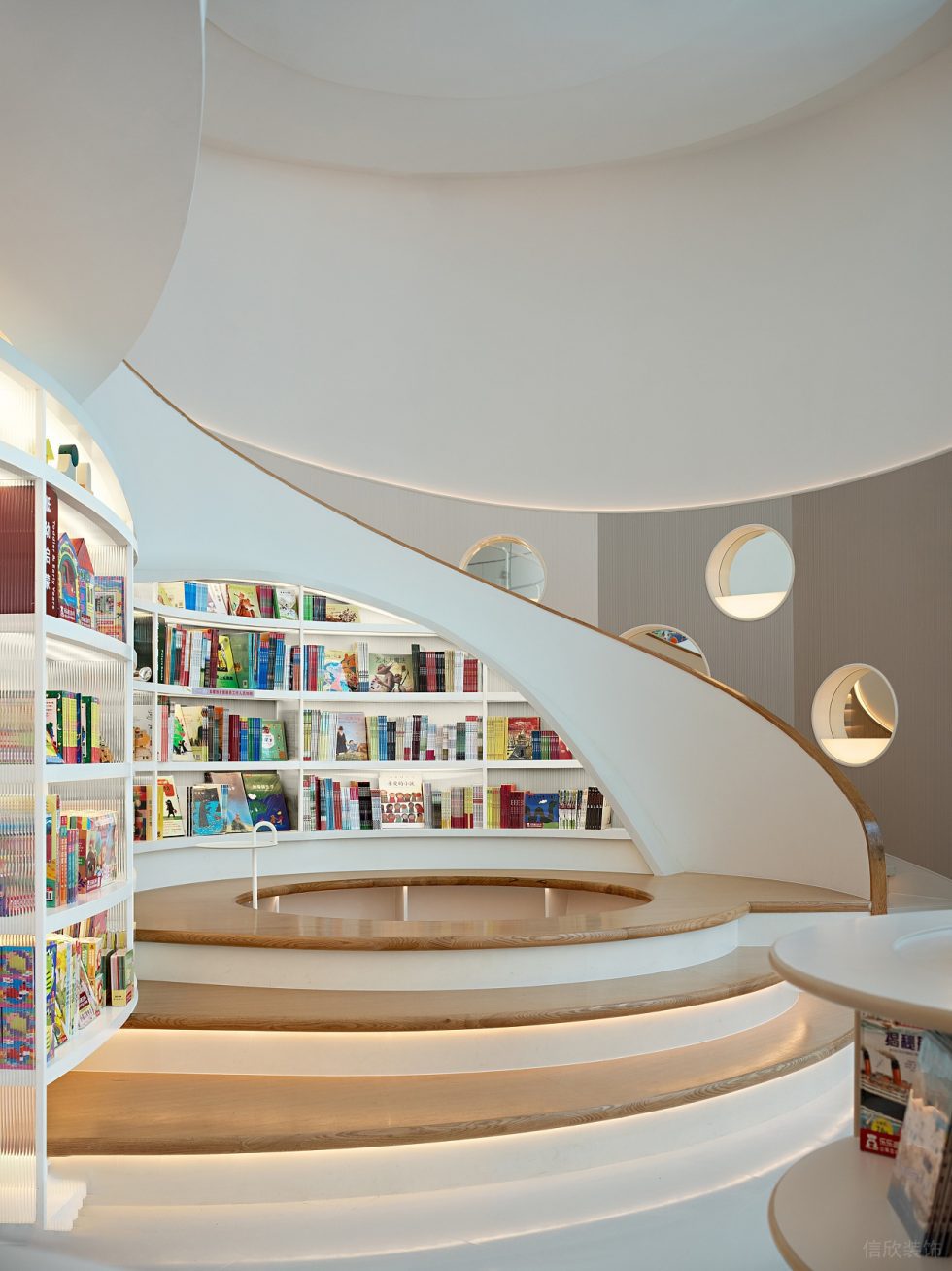 深圳市福田區(qū)香蜜湖現(xiàn)代風(fēng)meiyi美懿兒童書店裝修設(shè)計-白色樓梯間書架 深圳市福田區(qū)香蜜湖現(xiàn)代風(fēng)meiyi美懿兒童書店裝修設(shè)計-白色樓梯間書架