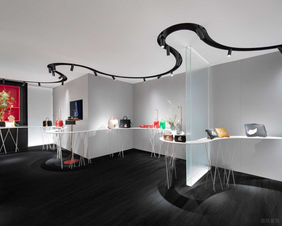 深圳市福田中心區現代風皮革藝術形象店裝修設計-黑色棉麻地毯 深圳市福田中心區現代風皮革藝術形象店裝修設計-黑色棉麻地毯