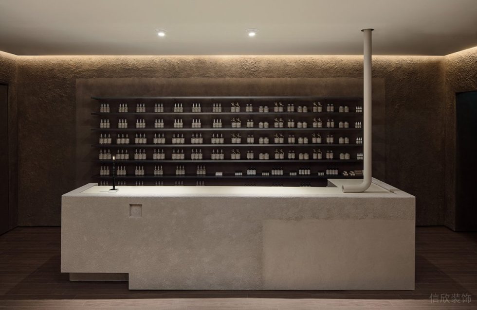 深圳市羅湖區(qū)東門現(xiàn)代風(fēng)香薰店裝修設(shè)計實景效果圖-淺色水泥澆筑前臺