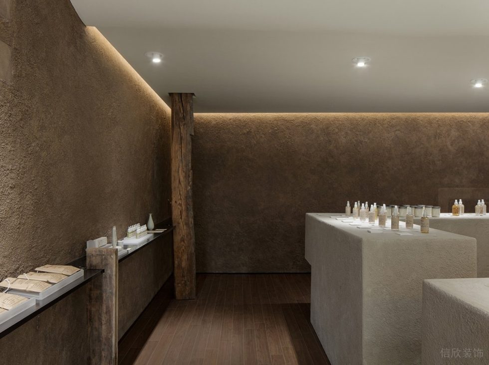 深圳市羅湖區(qū)東門現(xiàn)代風(fēng)香薰店裝修設(shè)計實景效果圖-水泥肌理墻面