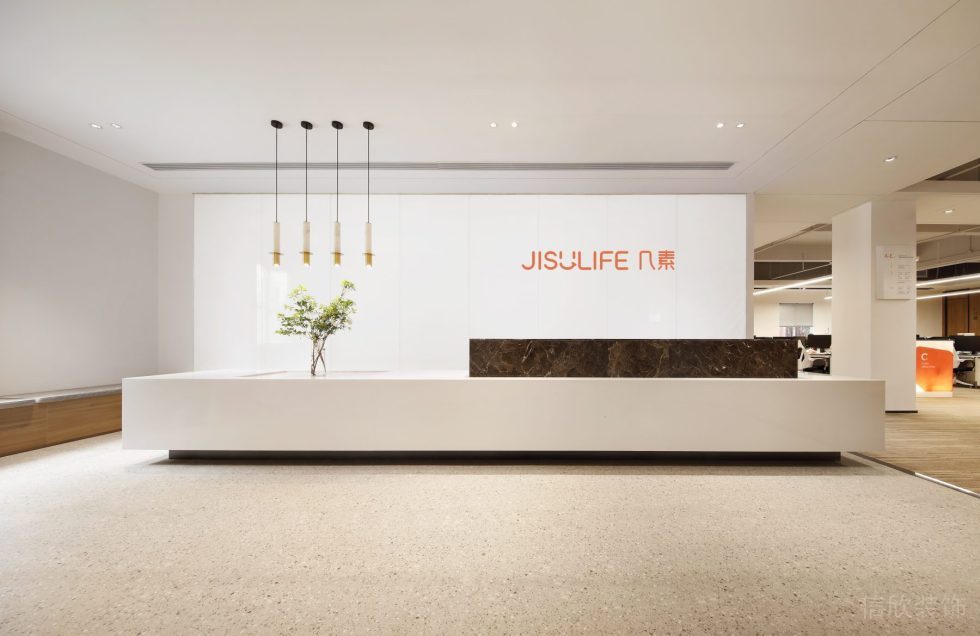 萬(wàn)科濱海云中心現(xiàn)代混搭風(fēng)辦公室裝修案例 前臺(tái)咨詢服務(wù)臺(tái)