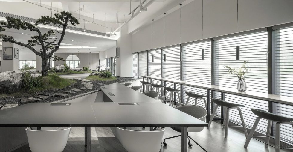 現(xiàn)代園林景觀辦公室裝修設(shè)計 休閑區(qū)灰色小吧臺