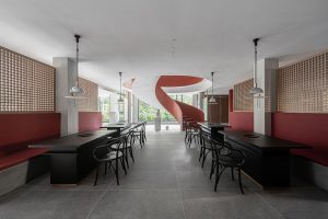 簡(jiǎn)約中式風(fēng)中餐廳對(duì)稱式大堂雅座區(qū)裝修設(shè)計(jì)