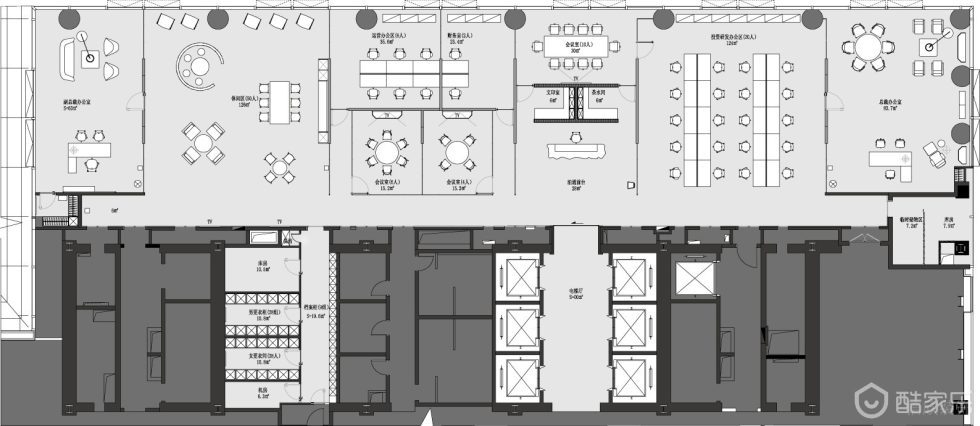 500平方米時(shí)尚金屬風(fēng)辦公室裝修設(shè)計(jì) 平面布置圖