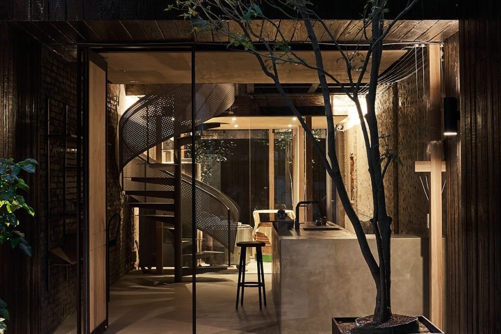 工業風茶室開放式入口處裝修圖