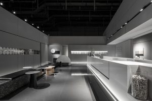 天然石材咖啡館展廳裝修設計 白色大理石操作臺面