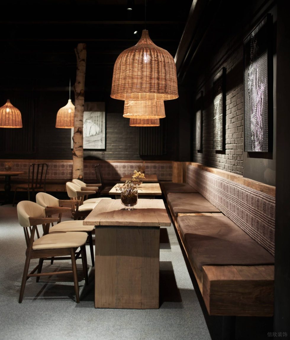 現(xiàn)代復(fù)古風(fēng)花樣生活館展廳裝修設(shè)計(jì) 藤編半圓燈罩