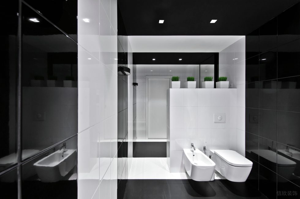雅白現代風辦公室裝修設計黑白色衛生間 雅白現代風辦公室裝修設計黑白色衛生間