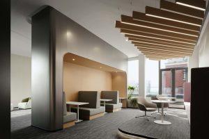 淡雅色簡約現(xiàn)代風(fēng)辦公室裝修設(shè)計(jì)高級(jí)灰洽談廳效果圖