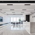 米白色極簡風(fēng)辦公室裝修設(shè)計黑白色前廳效果圖