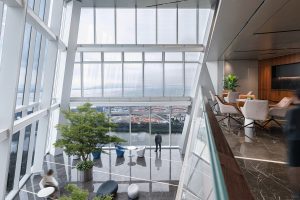 高級(jí)灰現(xiàn)代簡約風(fēng)辦公室裝修設(shè)計(jì)灰白色大堂洽談區(qū)效果圖