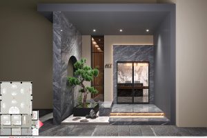 棋牌室門(mén)面裝修灰色鋁板