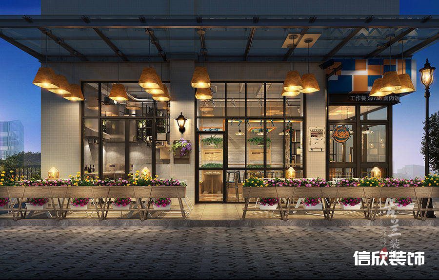 深圳寶安西鄉快餐店戶外裝修設計