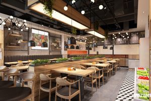 深圳寶安西鄉(xiāng)快餐店中間餐區(qū)裝修設計