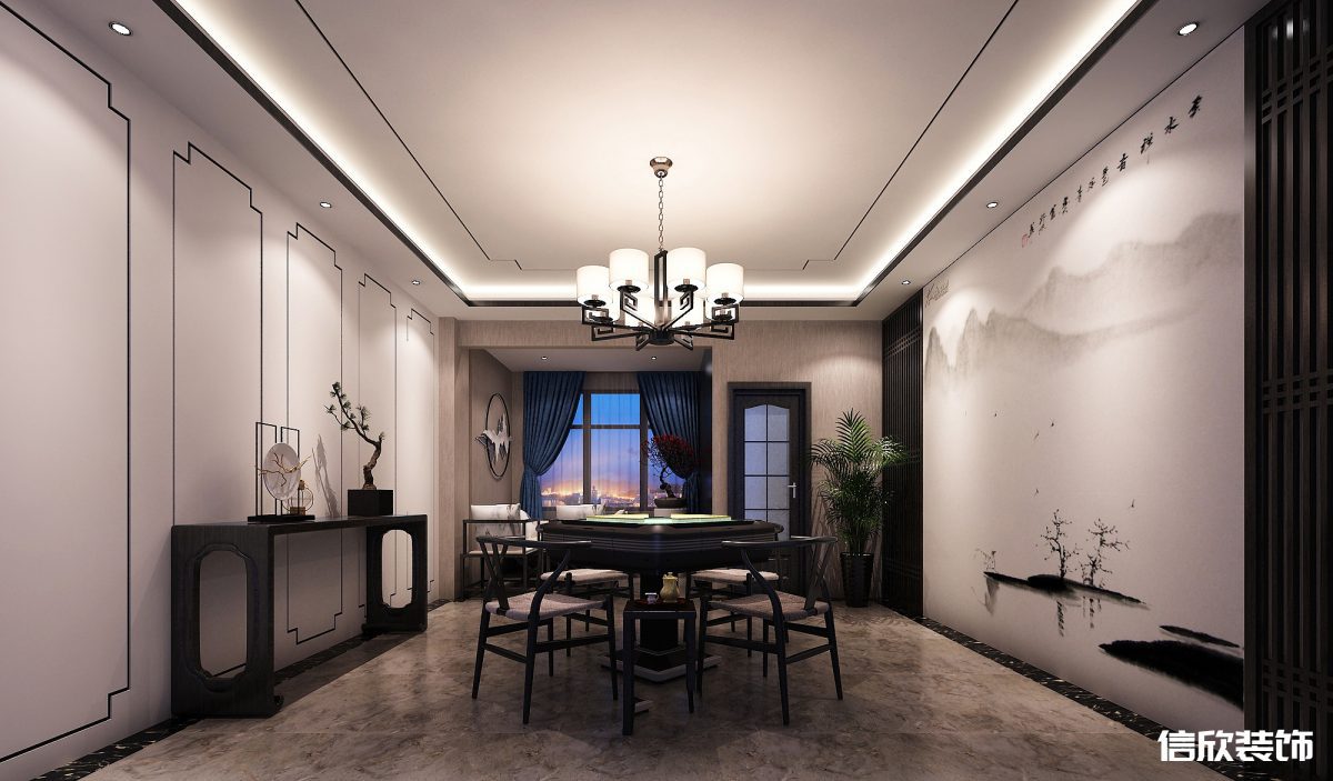 深圳寶安西鄉(xiāng)現(xiàn)代中式棋牌室裝修設(shè)計(jì)