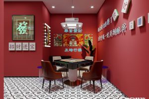 深圳福田皇崗棋牌室紅色麻將館裝修設(shè)計(jì)