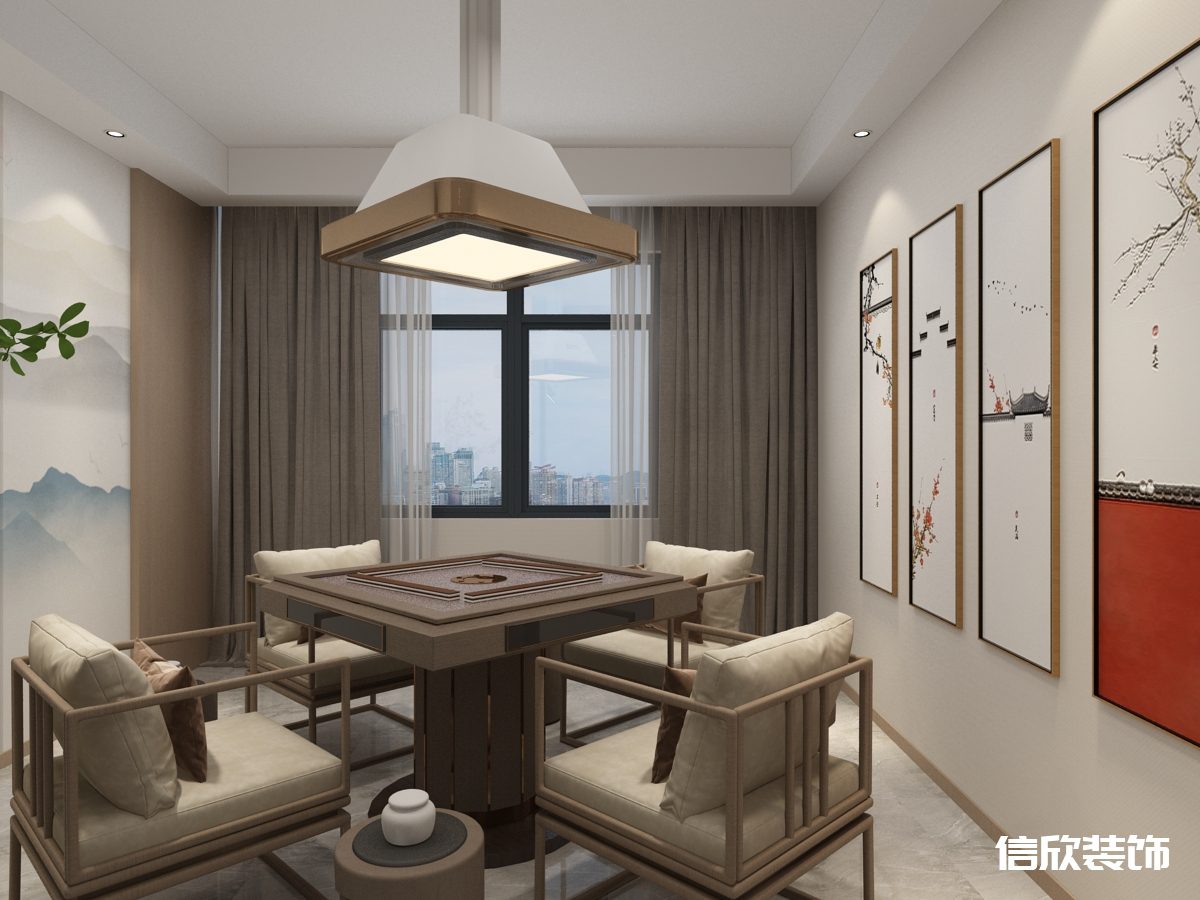 深圳福田景田棋牌室胡桃木牌桌椅裝修設(shè)計