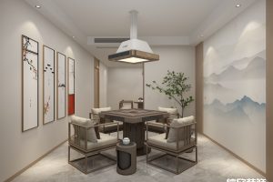 深圳福田景田棋牌室墻面山水畫(huà)裝修設(shè)計(jì)