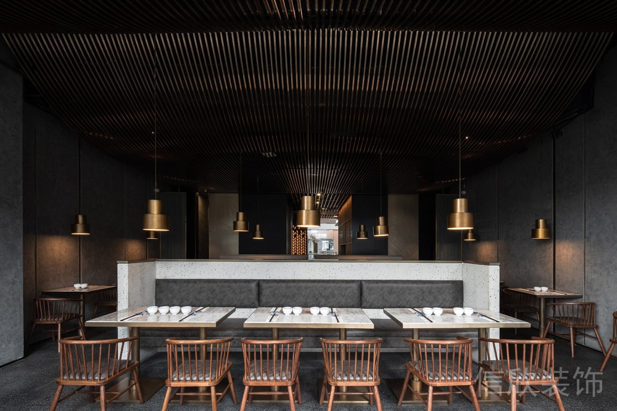 深圳福田香蜜湖面館12人組合餐桌裝修設(shè)計(jì)