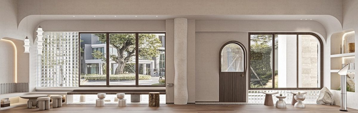 深圳光明面包咖啡店靠門面餐區(qū)餐桌椅凳裝修設(shè)計(jì)