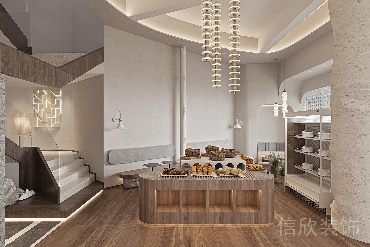 深圳光明面包咖啡店面包展臺(tái)展柜裝修設(shè)計(jì)