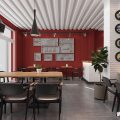 深圳羅湖黃貝嶺紅色小快餐廳墻面飾品裝修設(shè)計(jì)