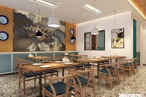 深圳南山區(qū)大學城快餐廳墻面主題畫裝修設計