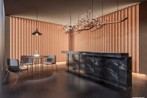 深圳南山桃源現(xiàn)代暖色棋牌室前廳接待區(qū)裝修設(shè)計(jì)