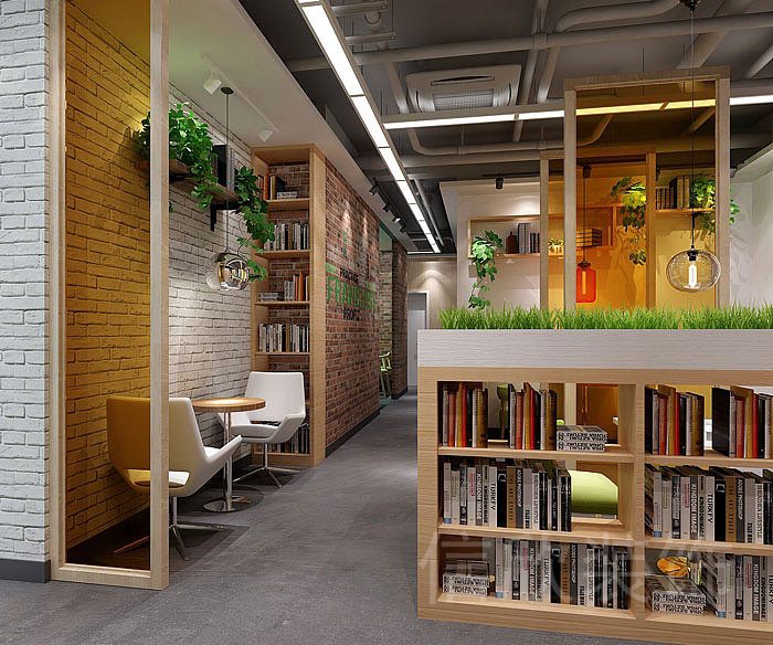深圳市龍華匯海廣場青少年兒童培訓(xùn)機(jī)構(gòu)裝修設(shè)計(jì)休閑閱讀過道區(qū)域