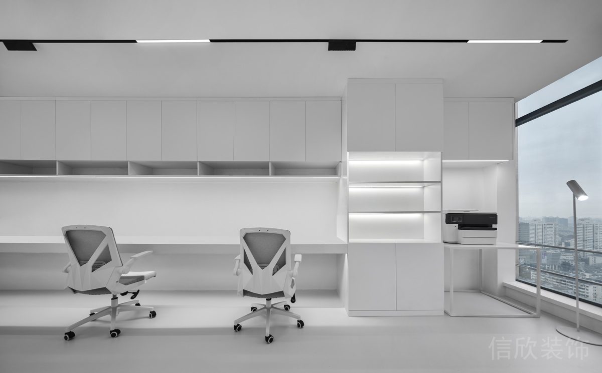 純白科技感風(fēng)格辦公空間辦公區(qū)裝修設(shè)計(jì)