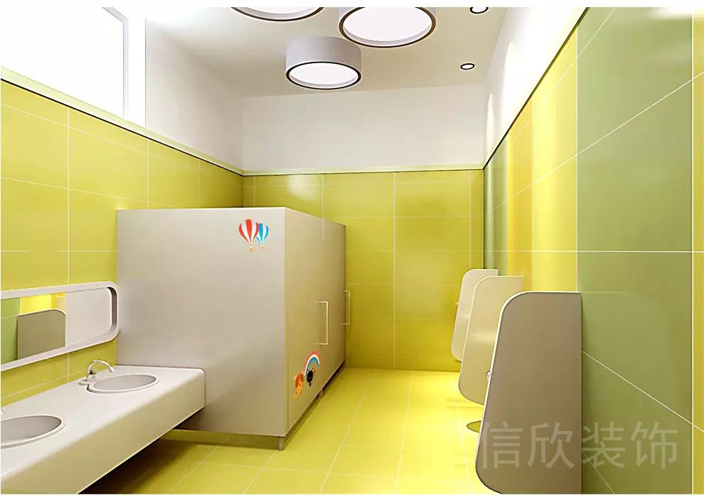 深圳市龍崗區(qū)正中時代廣場檸檬黃培訓(xùn)機構(gòu)孩童男廁兒童設(shè)施裝修設(shè)計