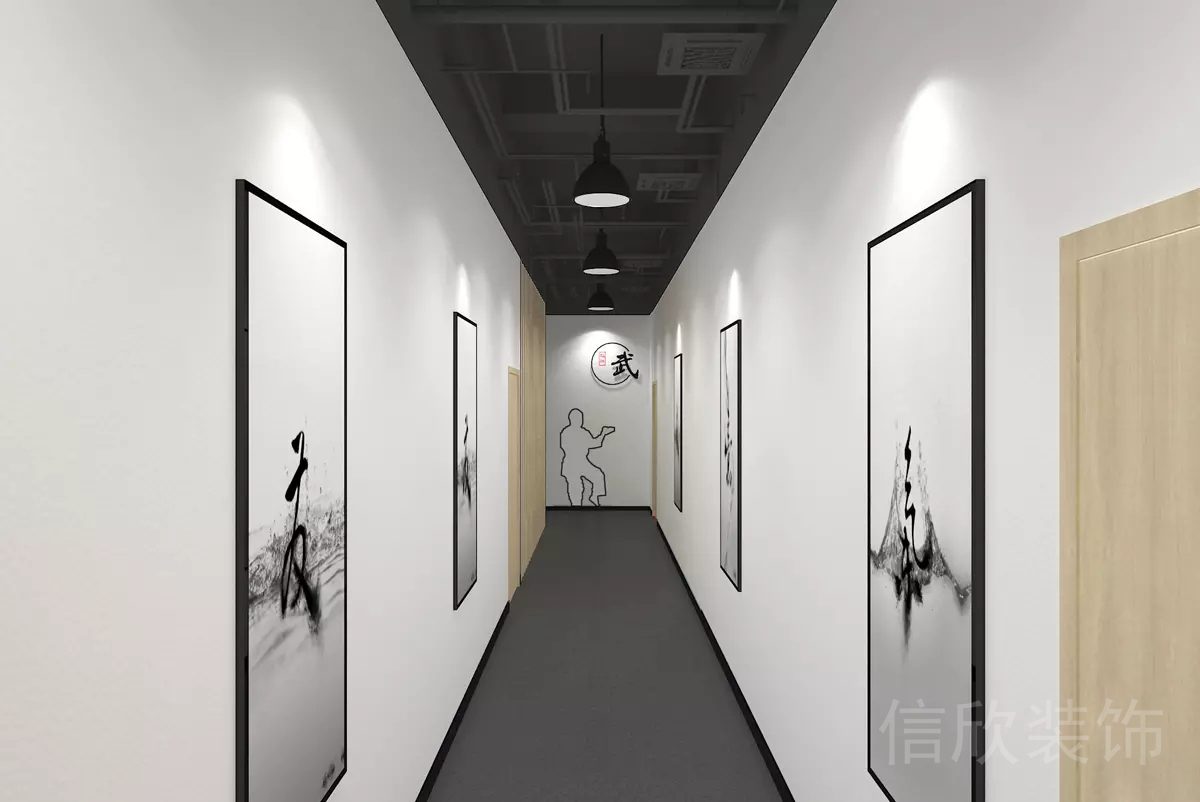 龍崗坂田弘興武術(shù)運動館楓木門無天花加厚地毯過道