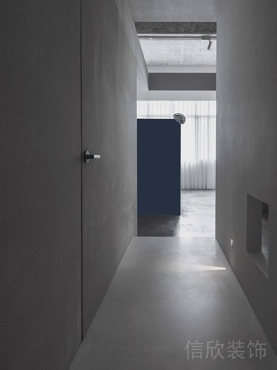 簡(jiǎn)約北歐風(fēng)灰調(diào)辦公室過(guò)道設(shè)計(jì)