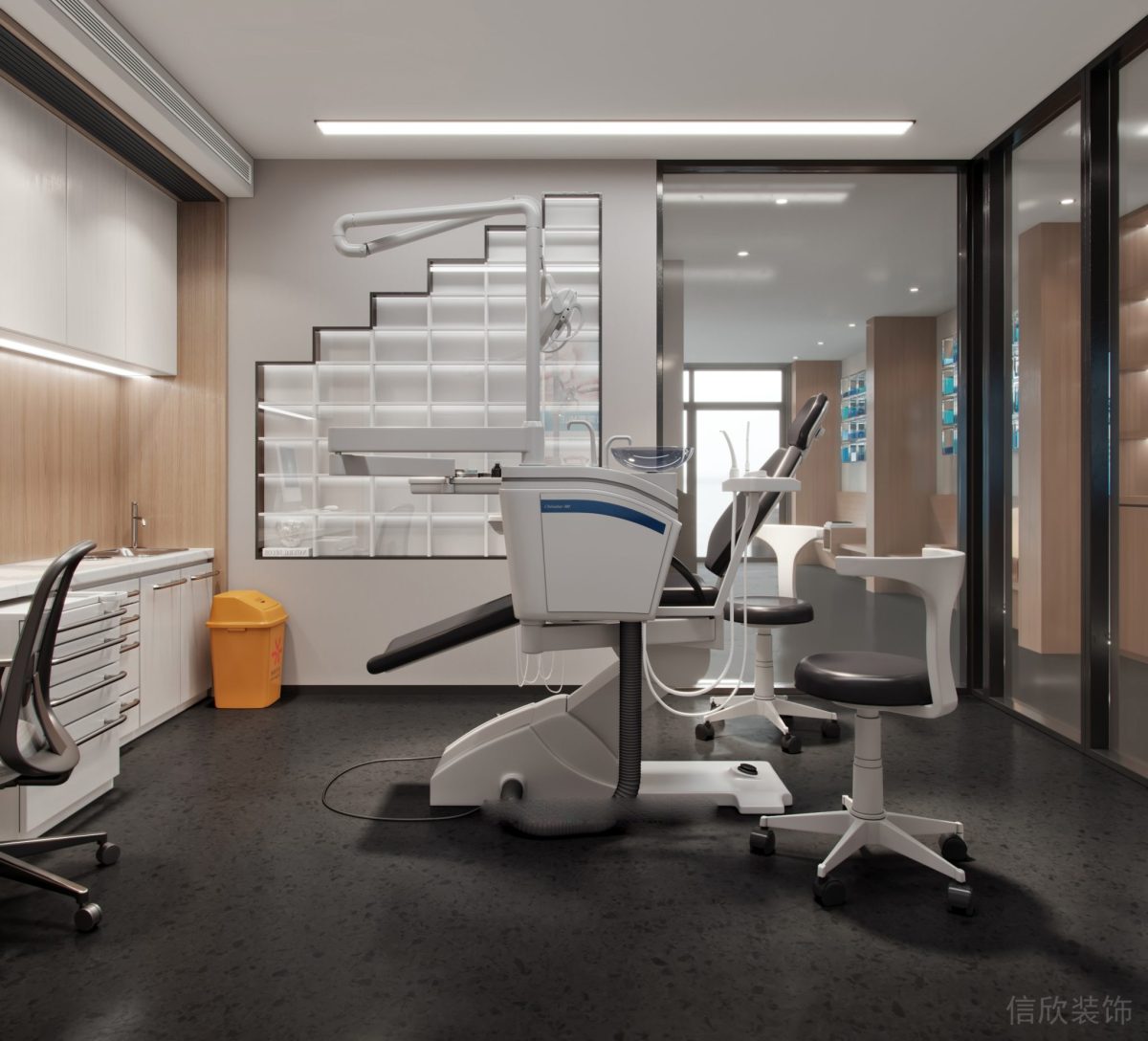口腔診室高科技極簡風(fēng)半開放式區(qū)域設(shè)計