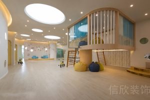 深圳市福田區(qū)財(cái)富大廈瓏瓏兒童培訓(xùn)中心裝修設(shè)計(jì)大廳懸空式休息區(qū)