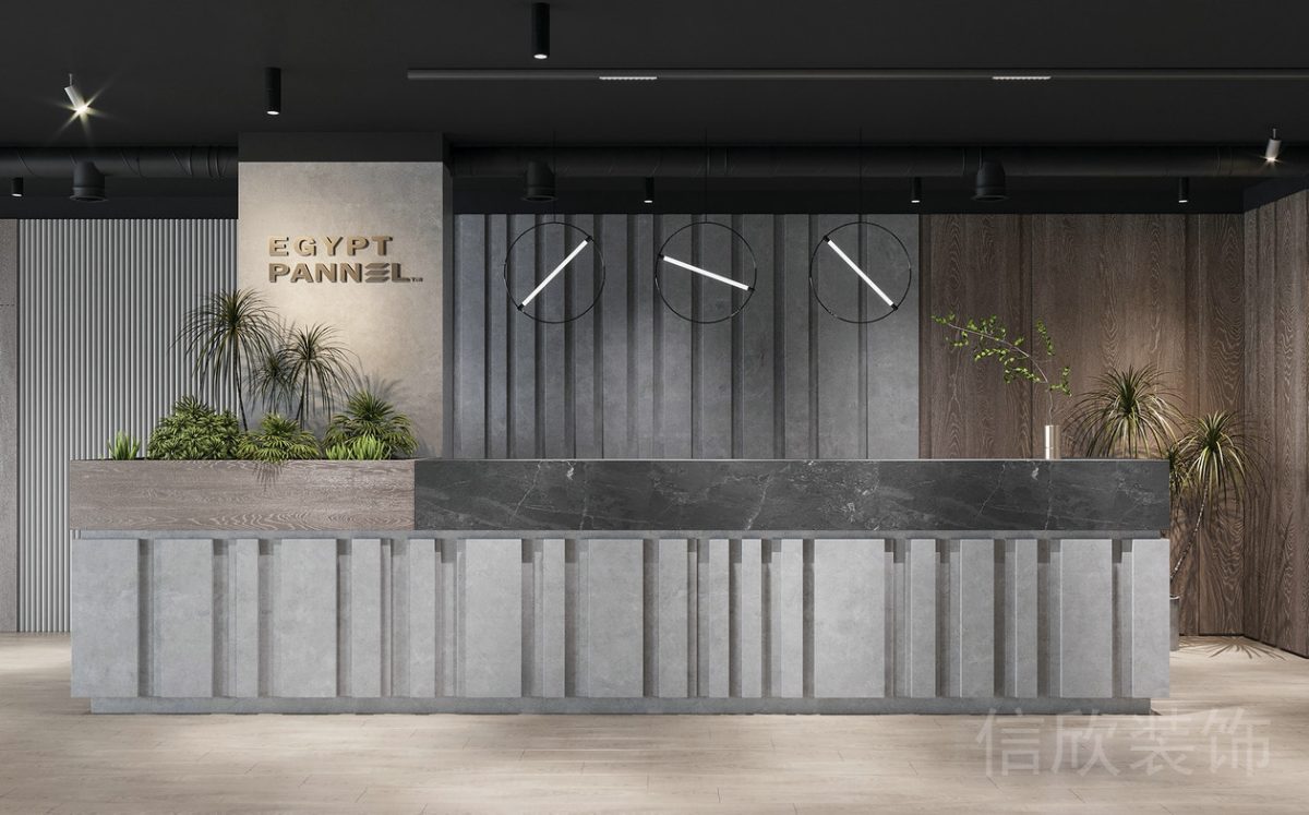 現(xiàn)代輕奢風(fēng)格辦公空間接待臺裝修設(shè)計