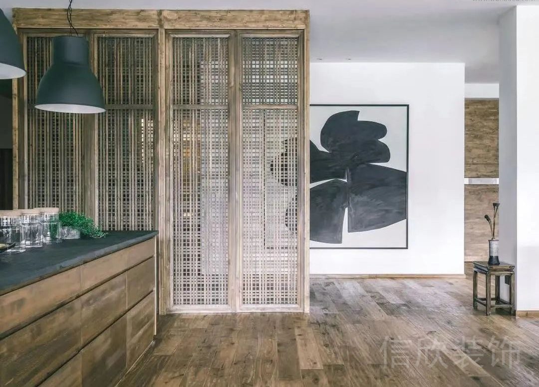 茶水間瑜伽機構大廳休息區竹編鏤空式墻體隔斷天花吊頂