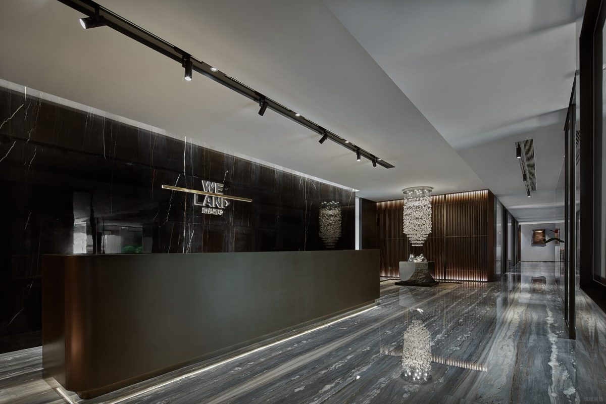 大理石輕奢風(fēng)前臺區(qū)辦公室裝修設(shè)計