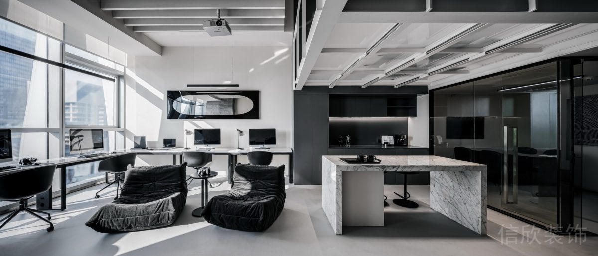 黑白極簡(jiǎn)風(fēng)辦公空間開放辦公區(qū)裝修設(shè)計(jì)
