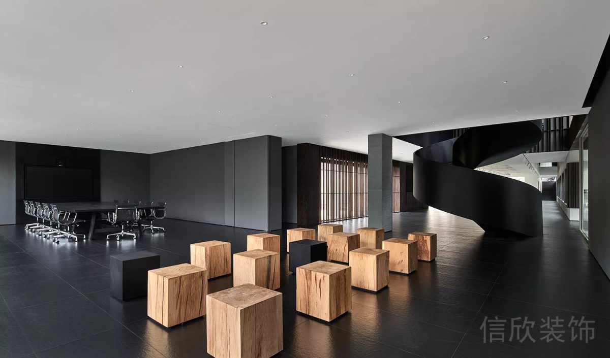 簡約商務(wù)原木方椅辦公室裝修設(shè)計(jì)