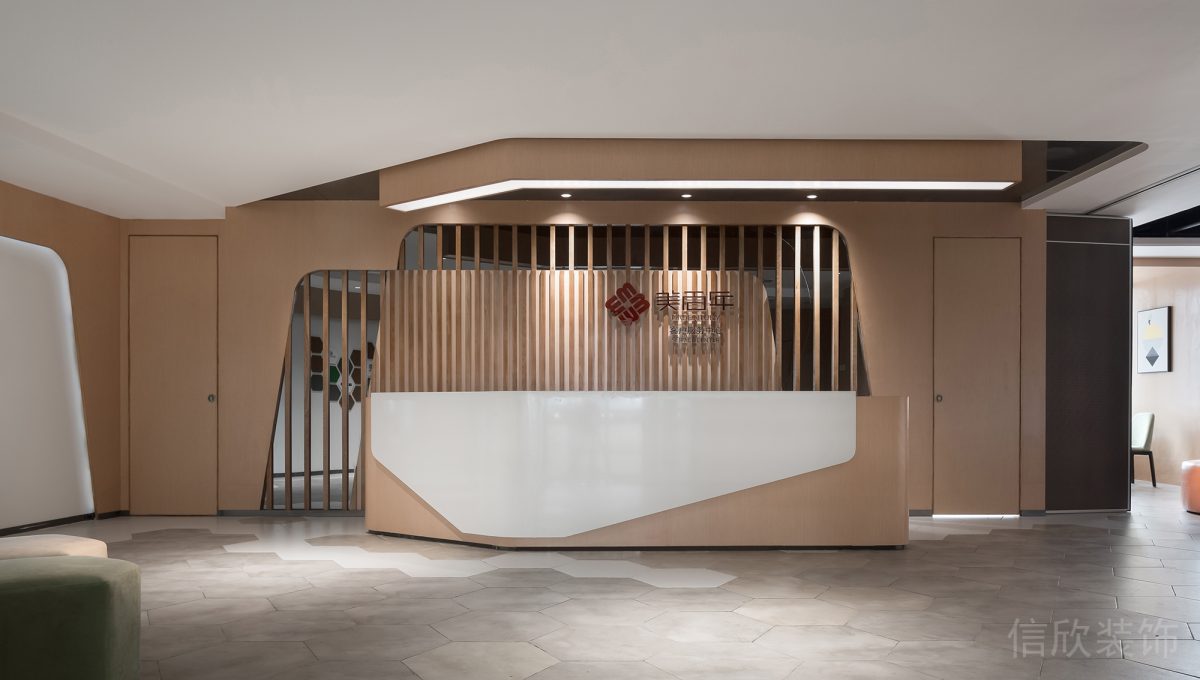 美百年鏤空柵格板楓木前臺大廳上設(shè)計圖