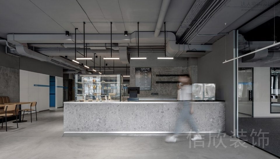 水磨石工業風健身房效果圖茶水間天花吊頂