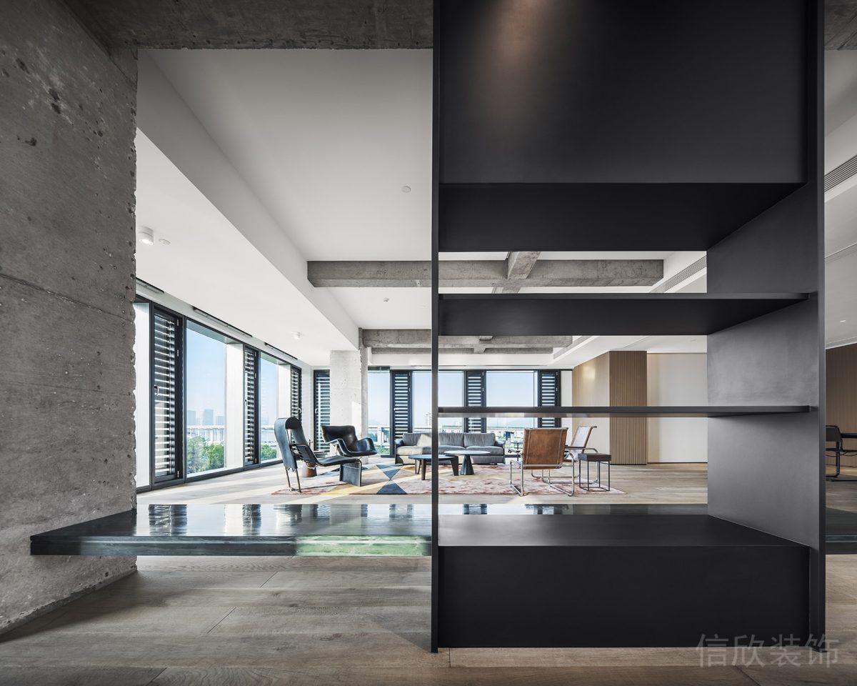 現(xiàn)代工業(yè)風(fēng)大理石鏤空隔斷辦公室過(guò)道區(qū)域效果圖