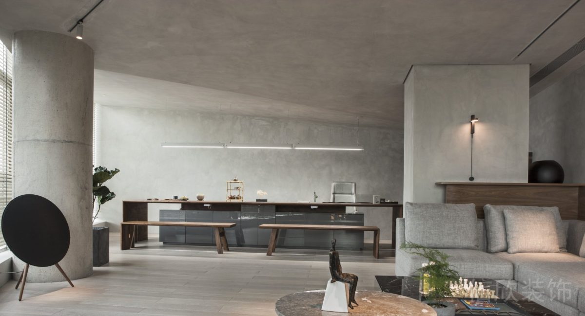 休息區(qū)裝修設計灰調辦公室木質設計圖