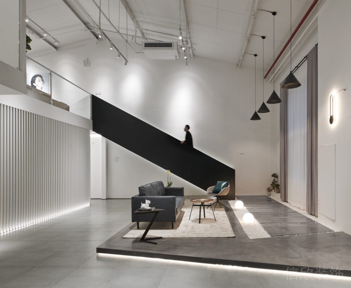 黑白色調(diào)現(xiàn)代簡(jiǎn)約風(fēng)大廳地臺(tái)裝修休息區(qū)辦公室設(shè)計(jì)圖