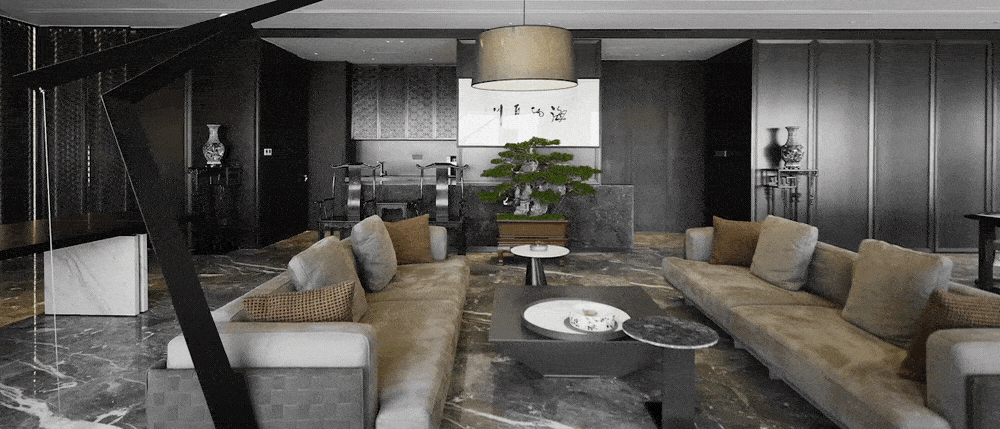 絨面布藝沙發(fā)裝修商務風效果圖工作室設計圖