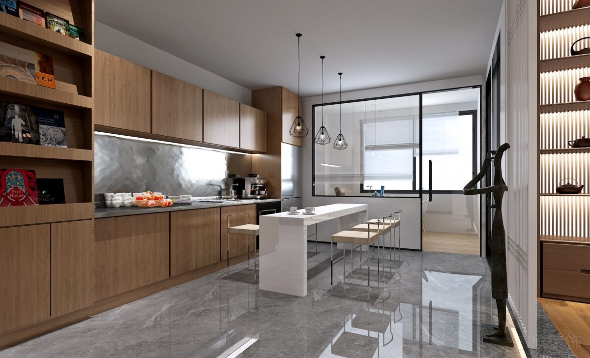 茶水間設(shè)計(jì)會(huì)議室裝修金屬天花燈飾設(shè)計(jì)效果辦公室灰色瓷磚