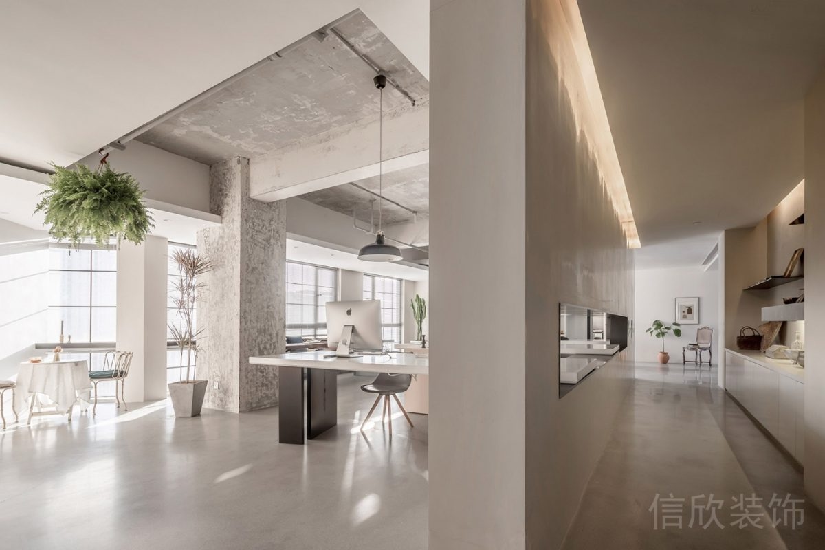 簡約風辦公室裝修設計鏤空墻體隔斷白色效果工業(yè)風辦公室