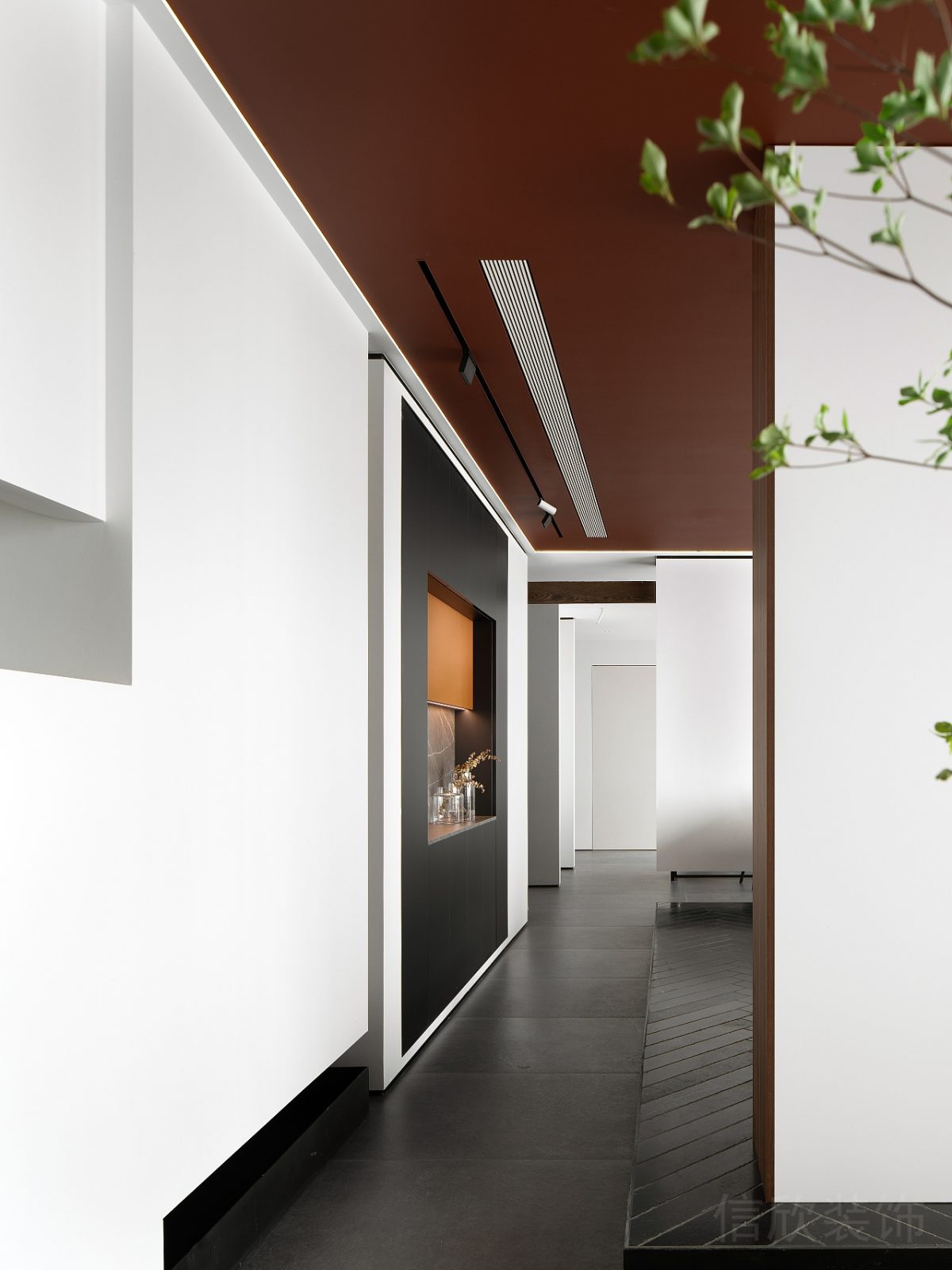 天花過道設(shè)計(jì)效果圖裝修地臺黑色瓷磚肌理斜面設(shè)計(jì)圖