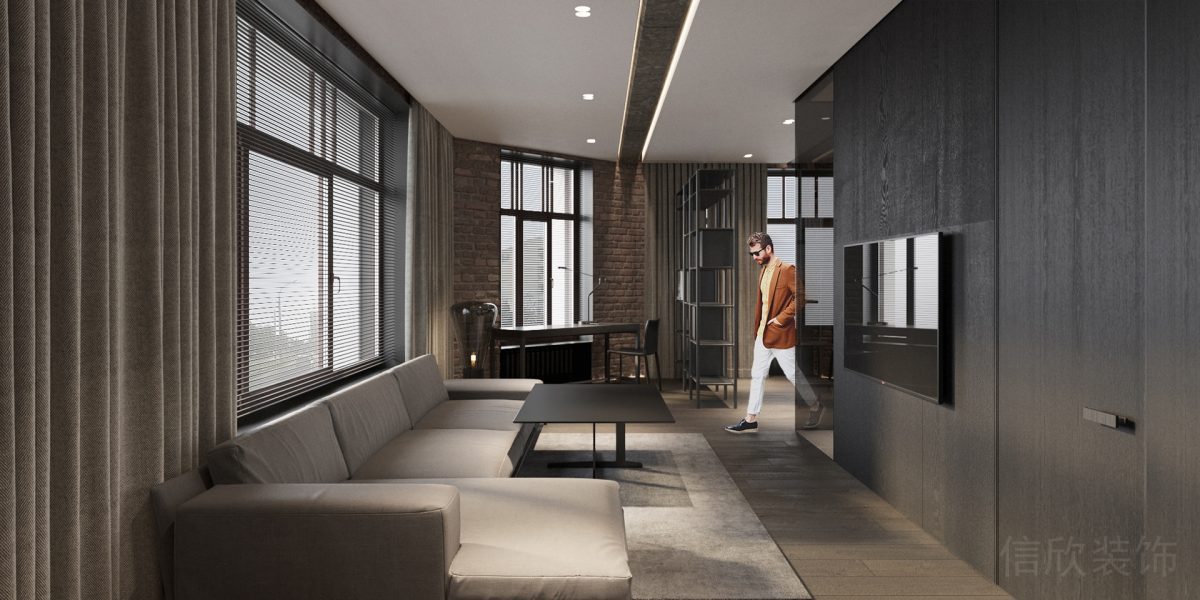 樣板間裝修客廳效果現(xiàn)代商務(wù)風(fēng)裝修灰色調(diào)沙發(fā)效果